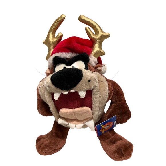 Ace Other - Tasmanian Devil Looney Tunes Ace Taz Christmas Santa Hat Antlers 1998 w/tags